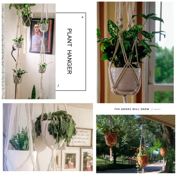 Hanging Plant Handmade Macrame Plant Hanger Flower Pot Planter Hanger Wall Decor Courtyard Garden Hanging Planter Hanging Basket - Image 2