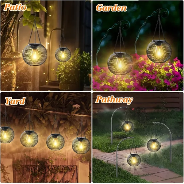 Solar Lantern Outdoor, Ortiny Upgraded Solar Lights for Outside Decorative Outdoor Hanging Lights Waterproof Solar Lanterns - Image 5