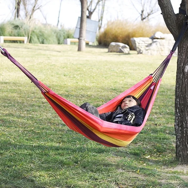 Single Wide Thick Canvas Hammock Outdoor Camping Backpackaging Leisure Swing Portable Hanging Bed Sleeping Swing Hammock - Image 2