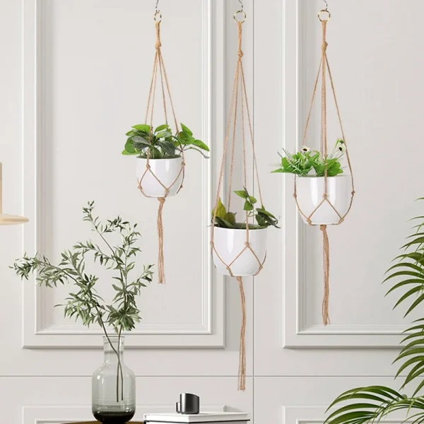 Hanging Plant Handmade Macrame Plant Hanger Flower Pot Planter Hanger Wall Decor Courtyard Garden Hanging Planter Hanging Basket - Image 6