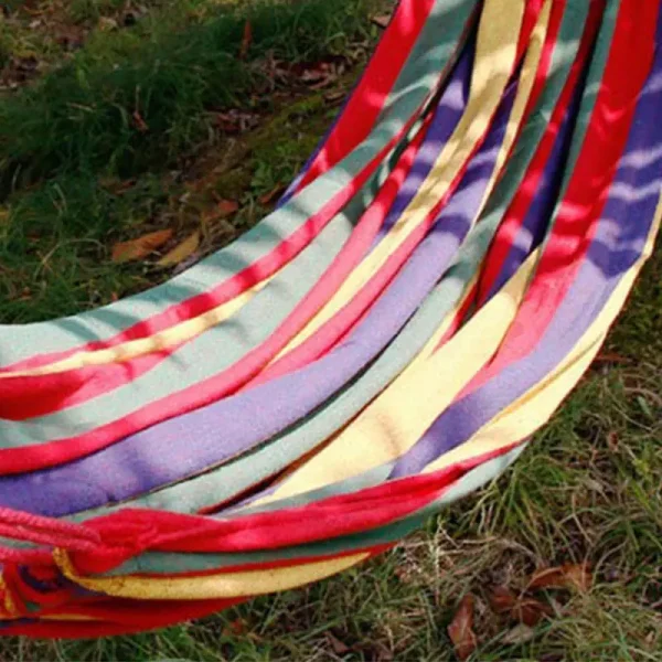 Single Wide Thick Canvas Hammock Outdoor Camping Backpackaging Leisure Swing Portable Hanging Bed Sleeping Swing Hammock - Image 4