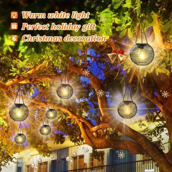 Solar Lantern Outdoor, Ortiny Upgraded Solar Lights for Outside Decorative Outdoor Hanging Lights Waterproof Solar Lanterns - Image 2
