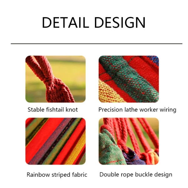 Outdoor Thickened Canvas Hammock Camping Outdoor Swing Net Hed Anti Rollover Striped Hanging Chair Hammock - Image 3